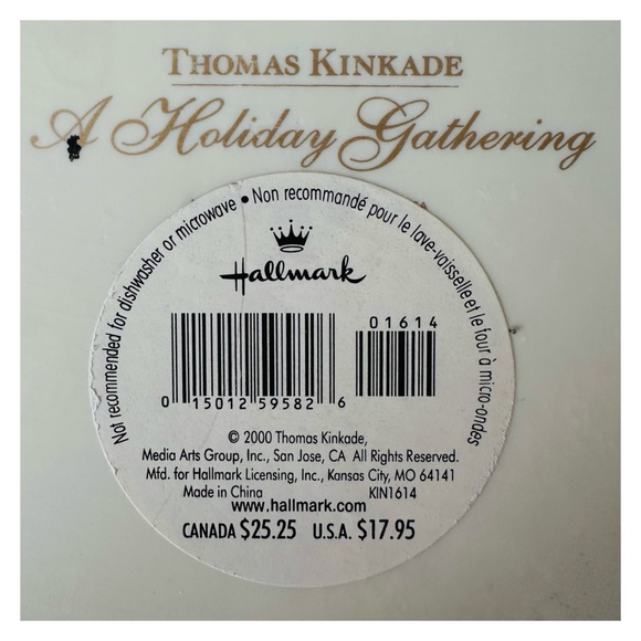 THOMAS KINKADE Vintage Oval Porcelain Trivet “A Holiday Gathering” 8.5” - Picture 4 of 4